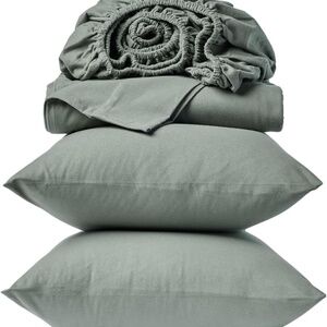 Coyuchi Cloud Brushed Organic Flannel Sheet Set, Cypress (California King)